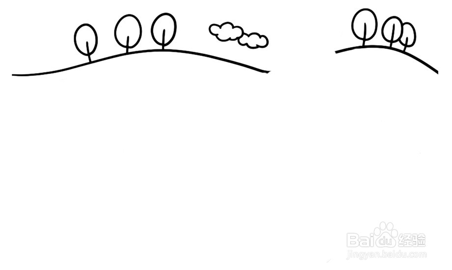森林动物场景简笔画