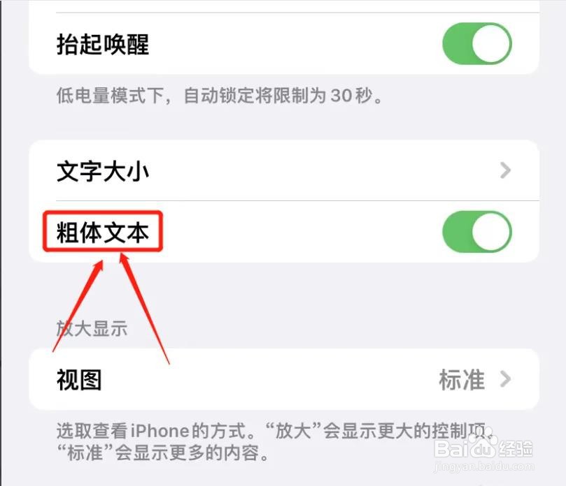 iPhone怎么打开粗体文本
