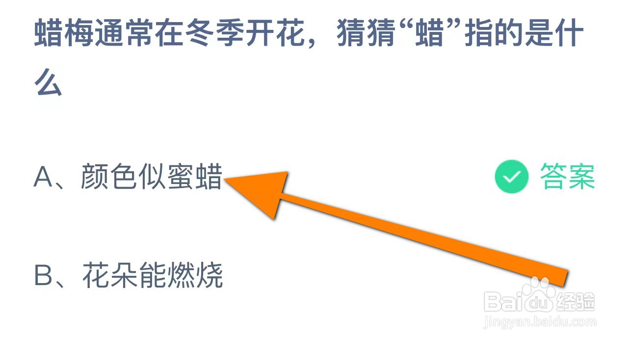 蜡梅通常在冬季开花“蜡”指的是？蚂蚁庄园答案