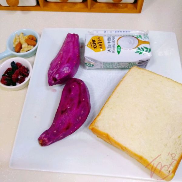 吐司新吃法紫薯三明治