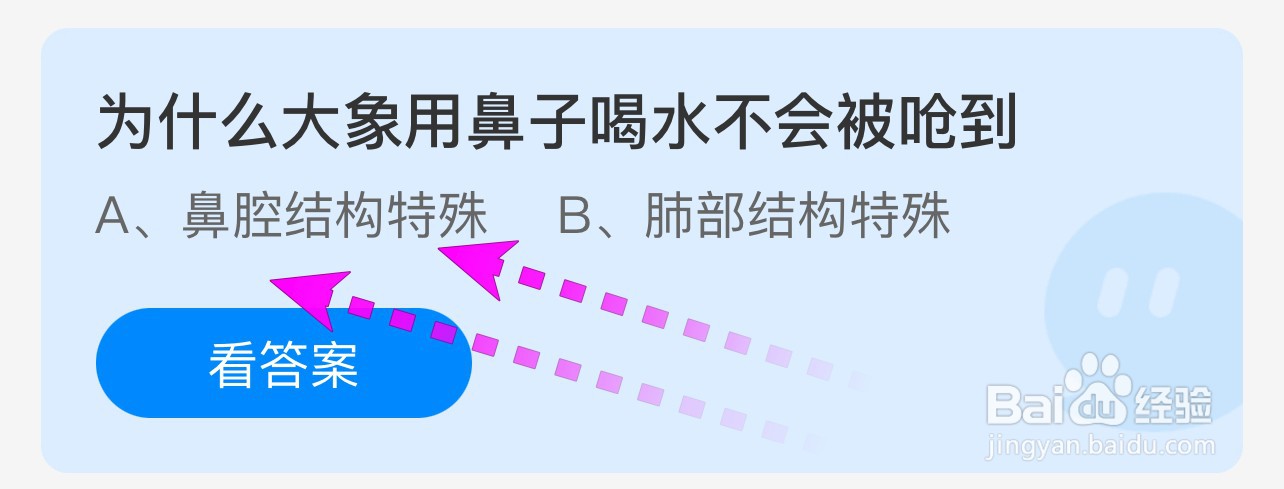 为什么大象用鼻子喝水不会被呛到蚂蚁庄园6.13