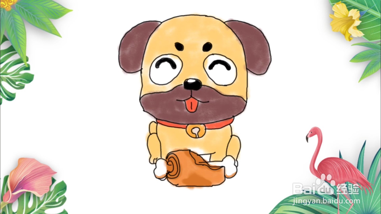 怎么画啃骨头的小狗简笔画