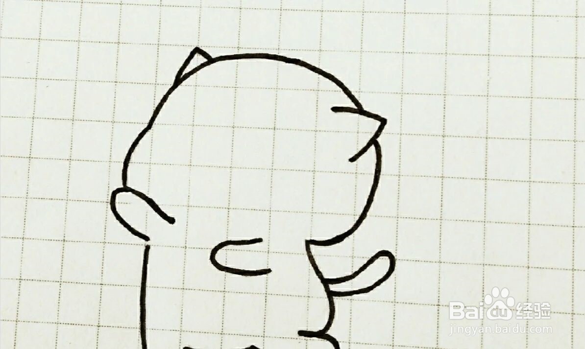 蜜桃猫简笔画教程