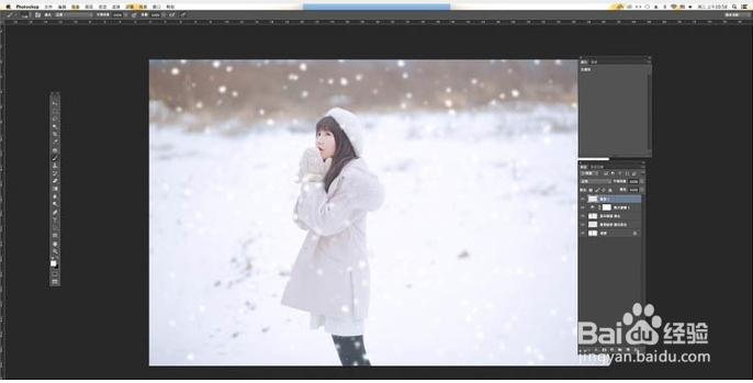 如何用PS给照片添加漫天雪花的效果
