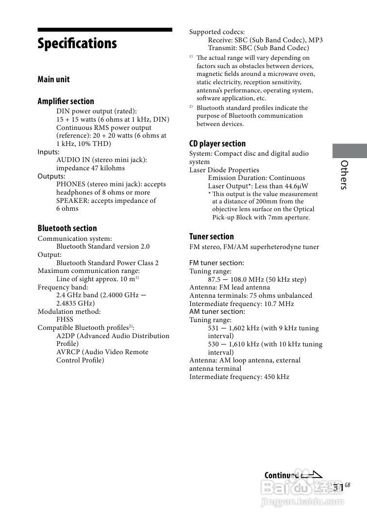 索尼CMT-BX50BT迷你组合音响使用说明书:[2]