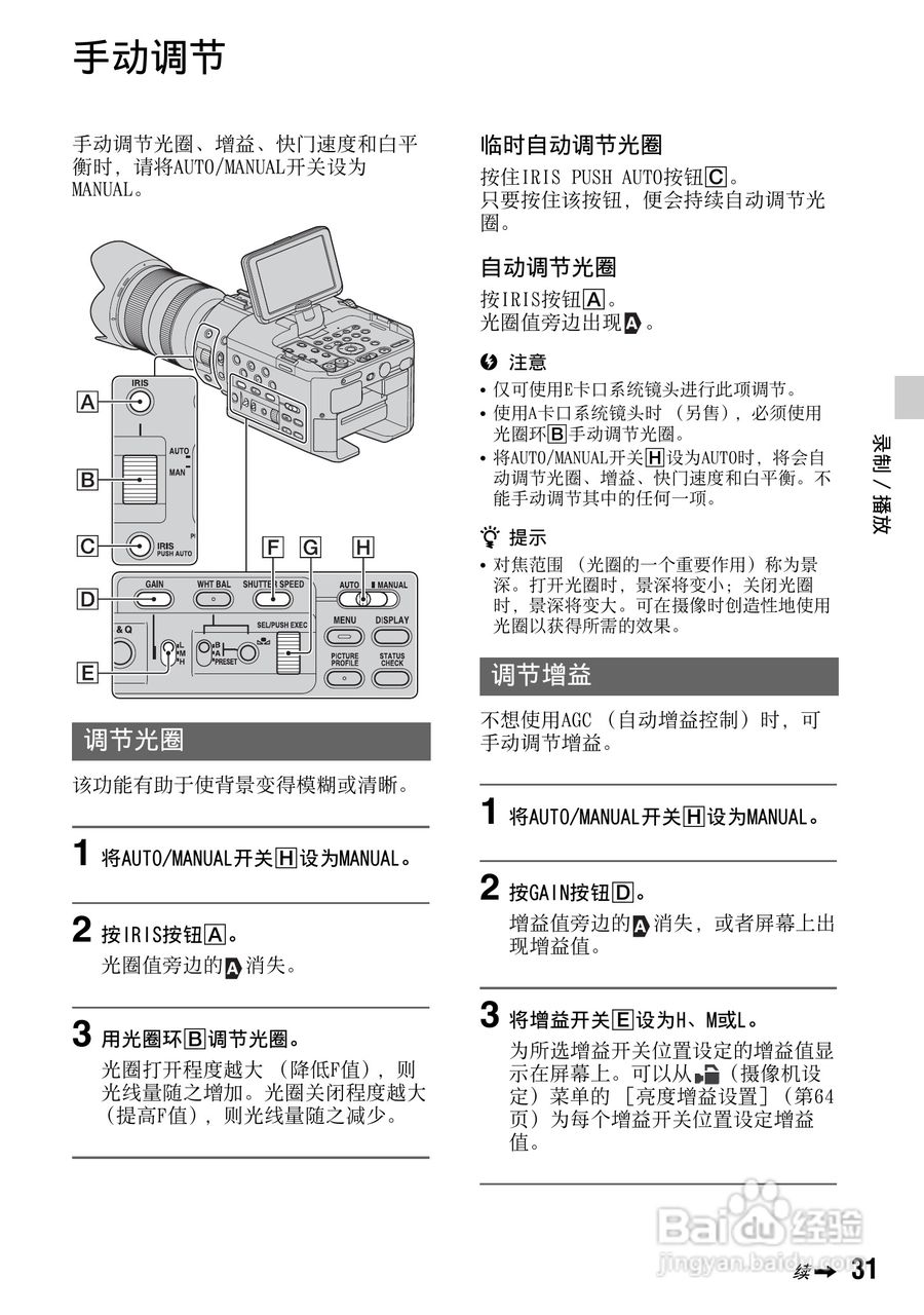 索尼NEX-FS100C数码摄像机使用说明书:[4]