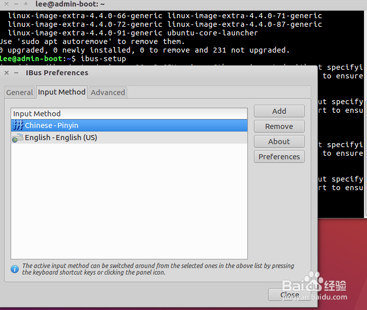 ubuntu 16.04LTS切换启用ibus 拼音输入法
