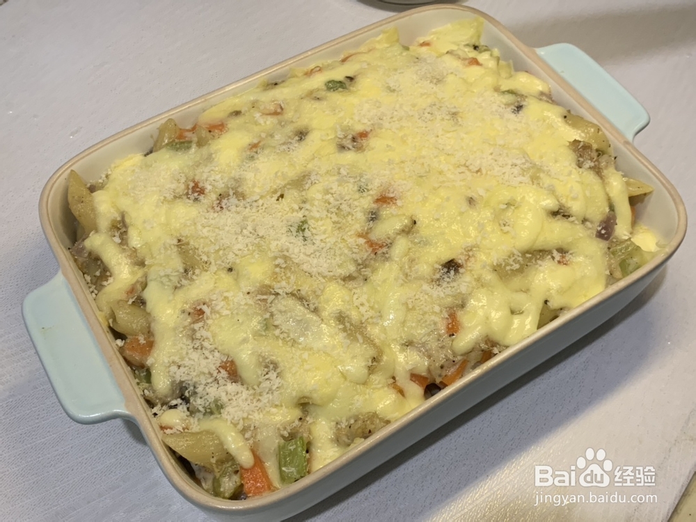 芝士焗蟹肉通心粉海鲜美食教程