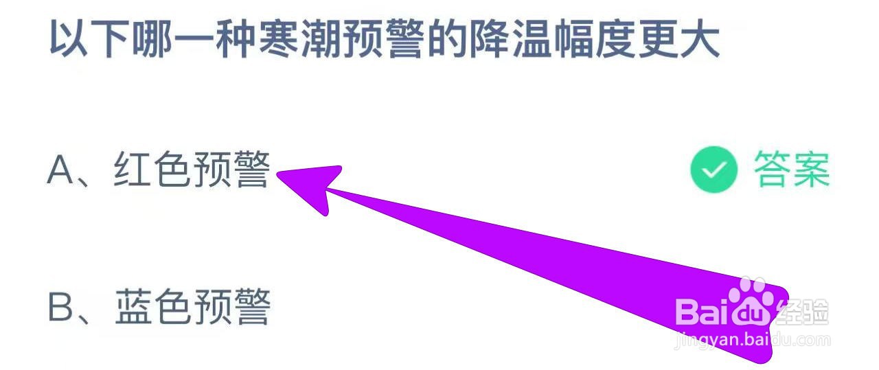 蚂蚁庄园以下哪一种寒潮预警的降温幅度更大?