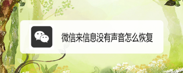 微信来信息没有声音怎么恢复