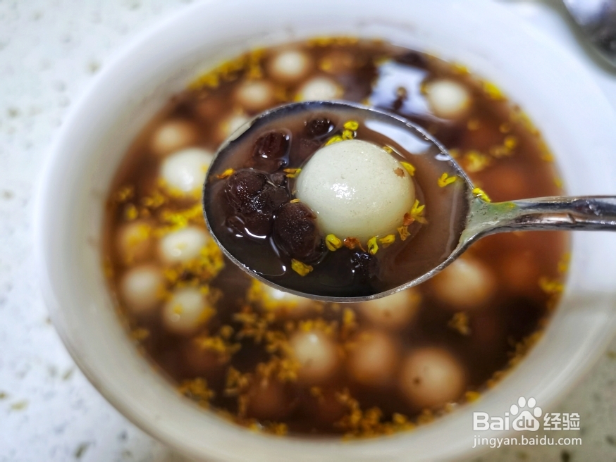 不费事做蜜豆桂花圆子