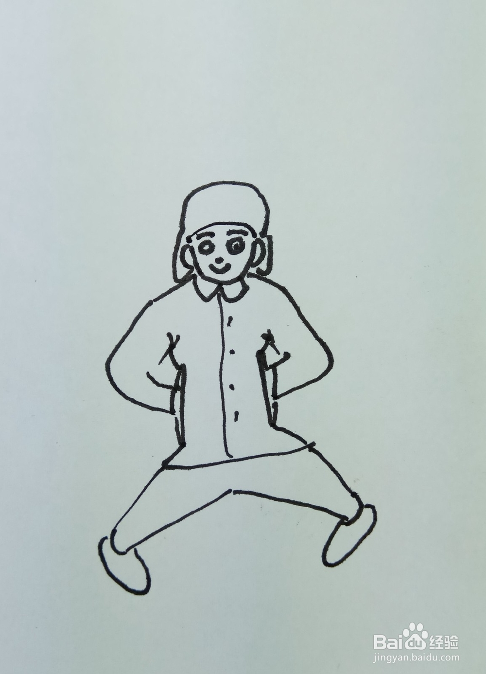 怎样画简笔画跨腿叉腰的人？