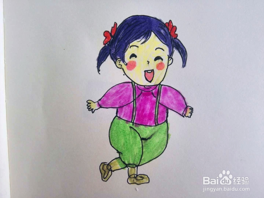 彩笔画之小胖妞