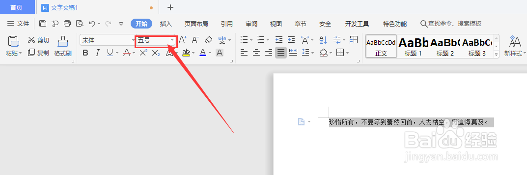 在WPS文字文档中怎样更改文字大小