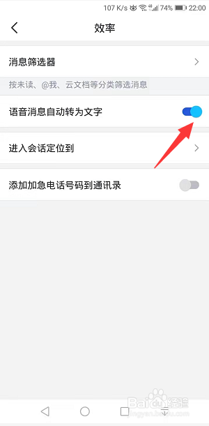 飞书怎么开启语音消息自动转为文字