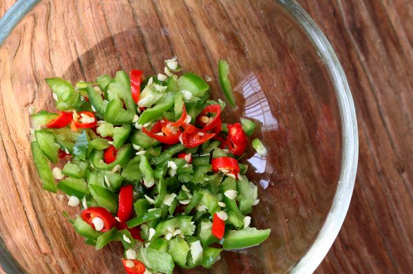 酸辣秋葵拌虾仁