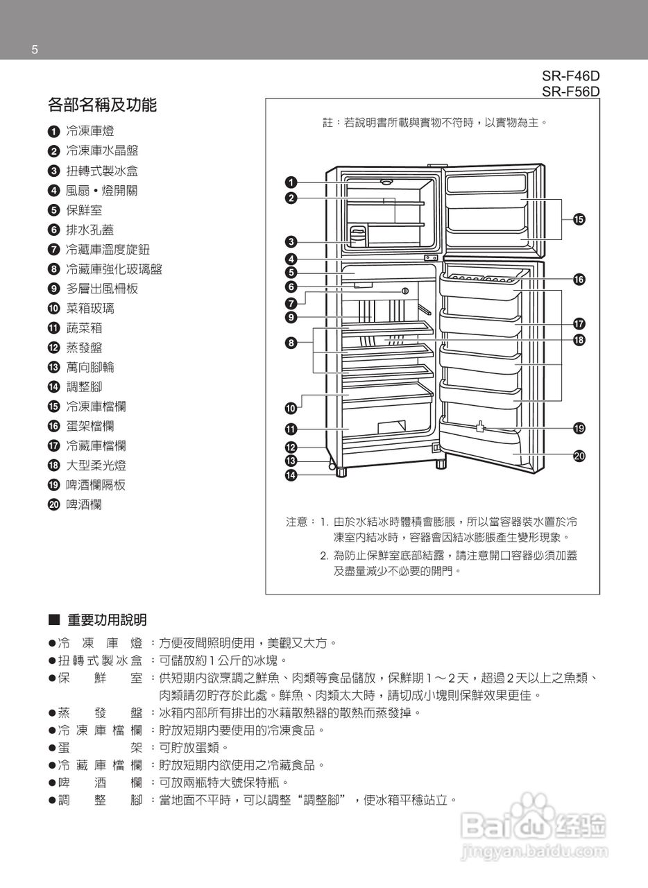 SAMPO SR-F541DV冰箱使用说明书