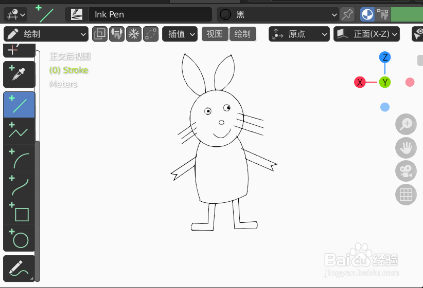 如何使用blender设计一只站立小兔子2D简图模型