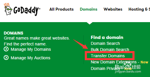 如何将域名转移到Godaddy