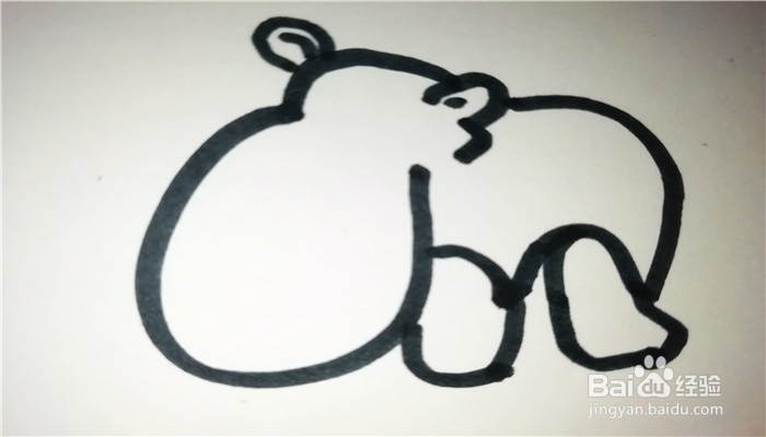 怎么样用简笔画画笨重的河马