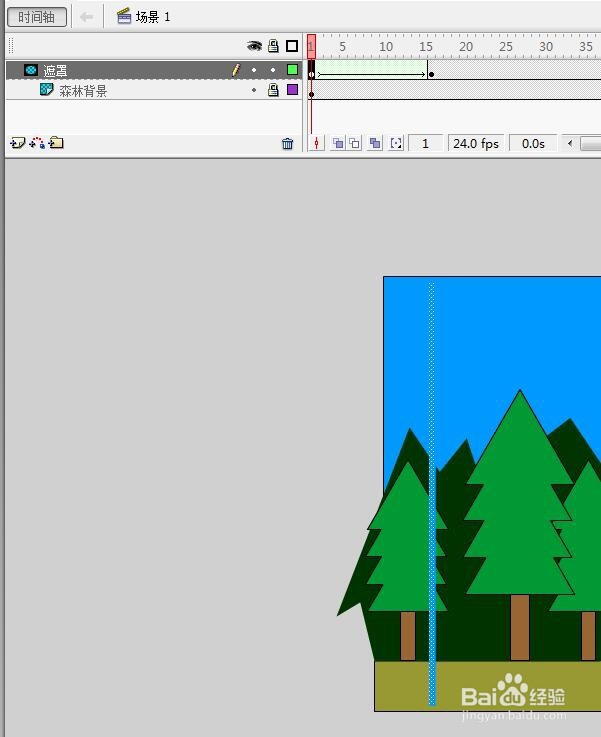 flash用森林背景制作引导线遮罩元件的动画