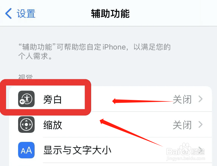 苹果手机旁白如何设定单一导览样式