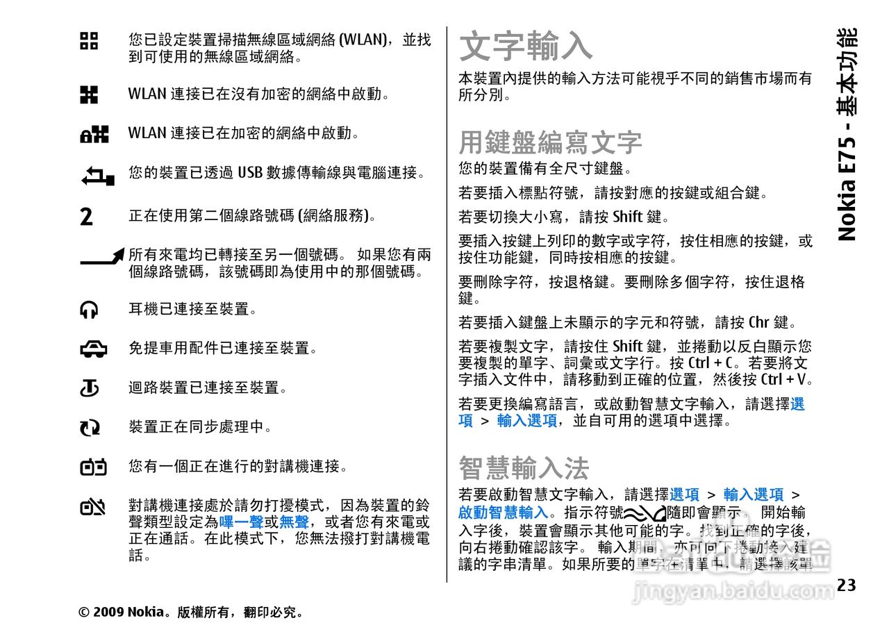 诺基亚 Nokia E75手机使用说明书:[3]