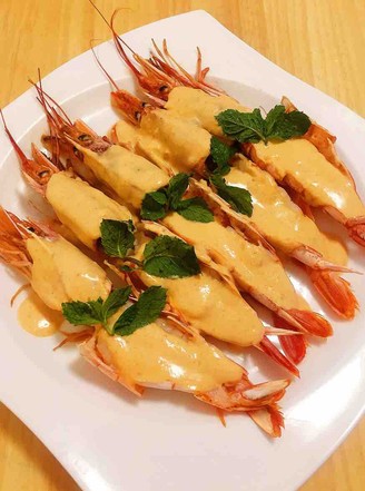 泰式咖喱椰香大红虾(健康无油)