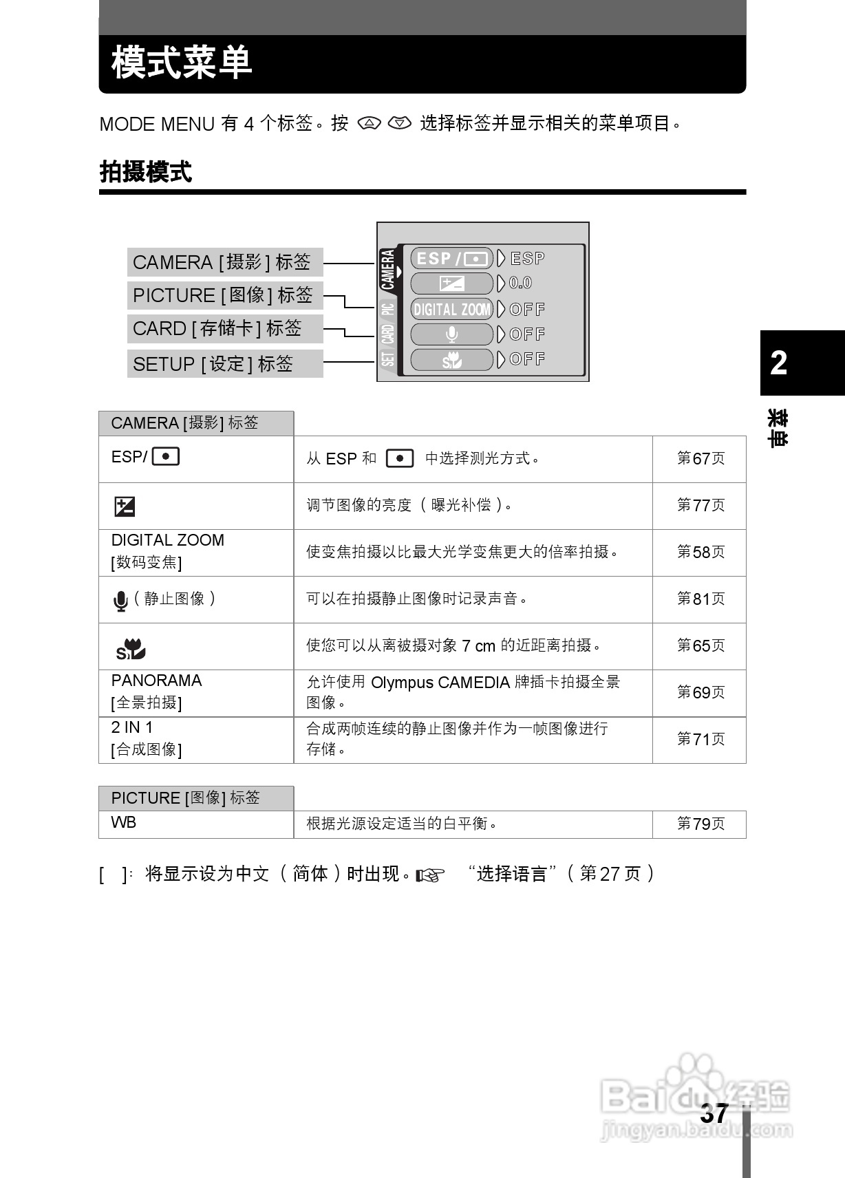 Olympus奥林巴斯C-350数码相机说明书:[4]