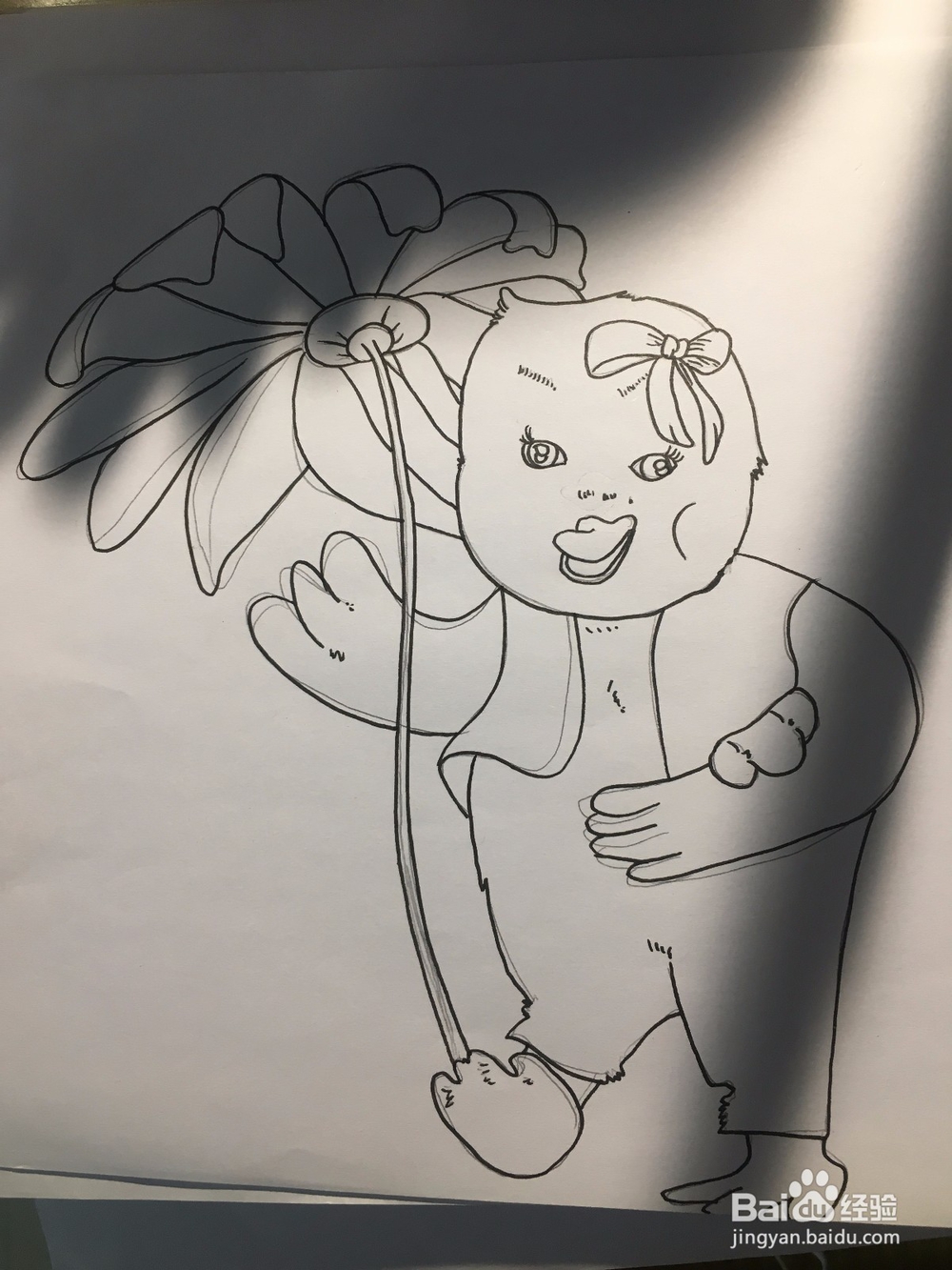 画一只拿着花当伞的鸭子 鸭子的简笔画 彩色涂鸦