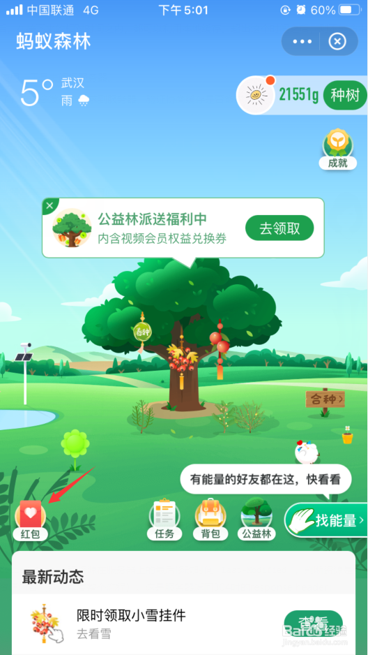 蚂蚁森林怎么发浇水红包