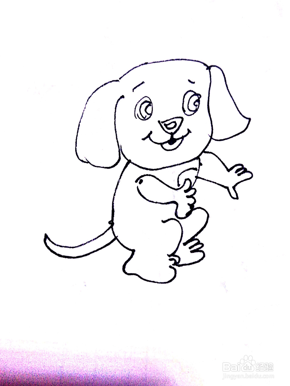 调皮的小狗线描画怎么画