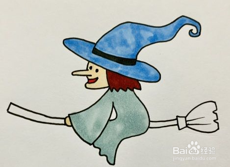 万圣节小魔女简笔画步骤教程