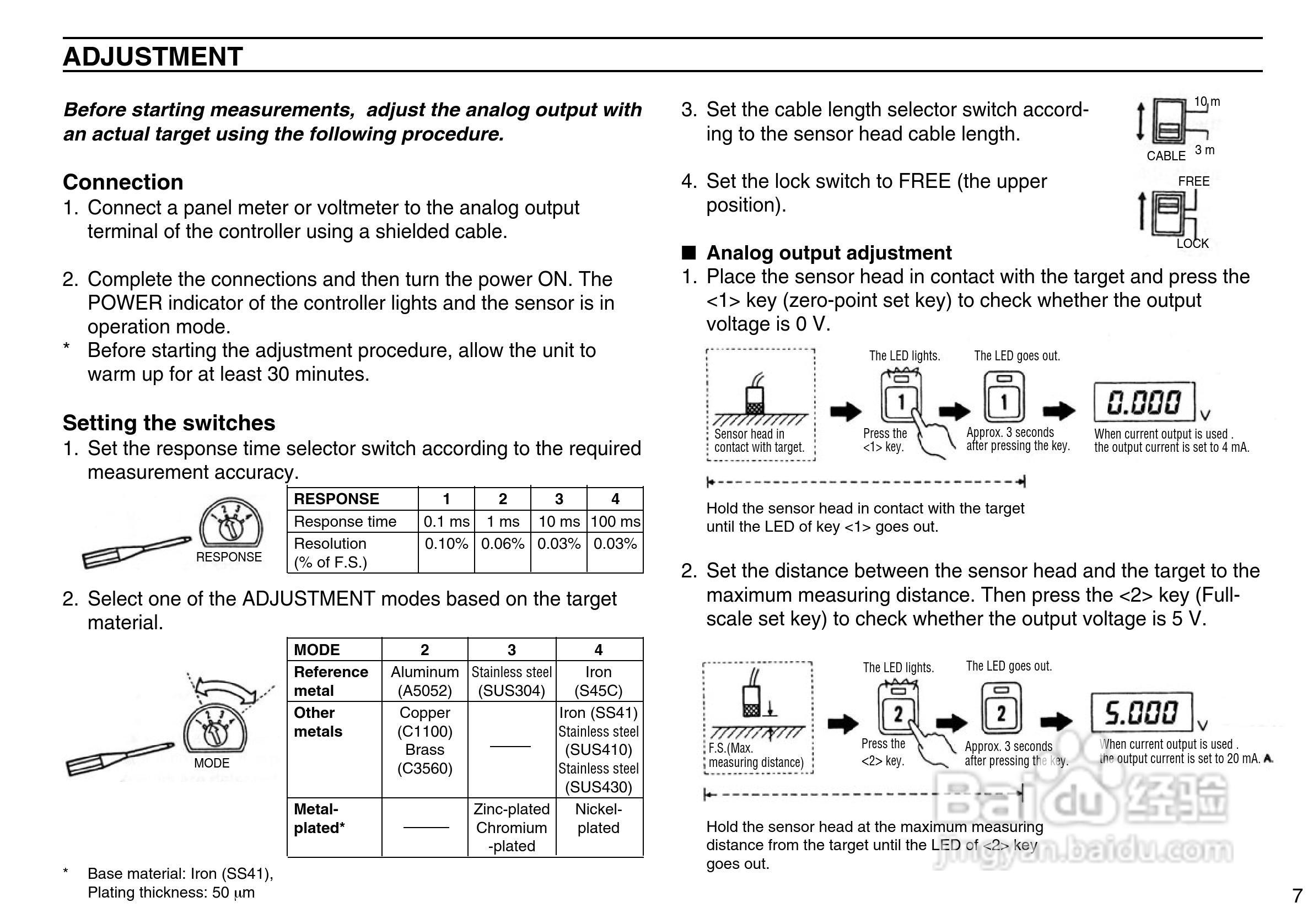 基恩士EX-500 系列高精度、涡电流位移传感器说明书