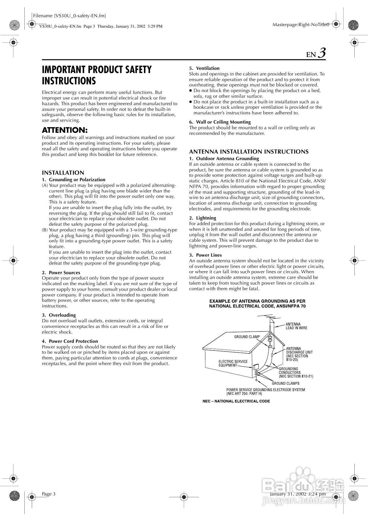 JVC SR-VS30U播放机说明书:[1]