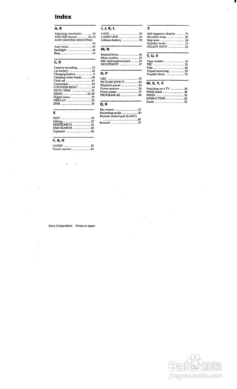索尼CCD-TRV65模拟摄像机说明书:[9]