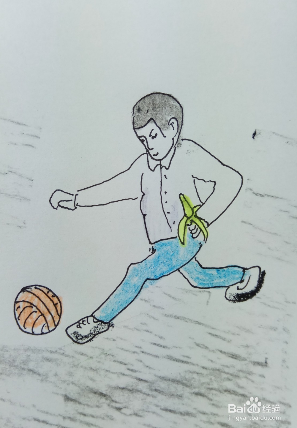 怎样画儿童简笔画快步奔跑着玩球的小孩？