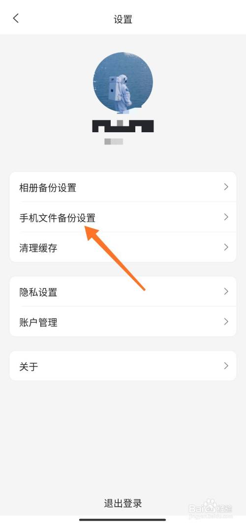 在设置页面点击【手机文件备份设置】.