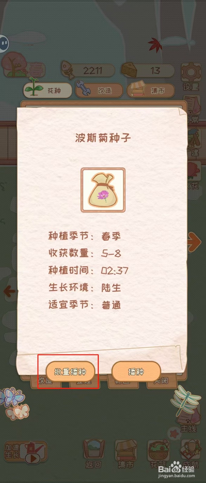 花店物语如何查看波斯菊种子的批量播种