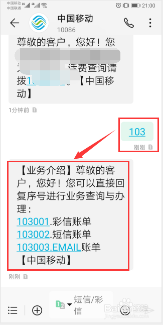 中国移动常用短信查询代码