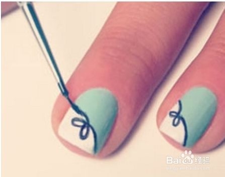 蝴蝶结法式美甲DIY教程