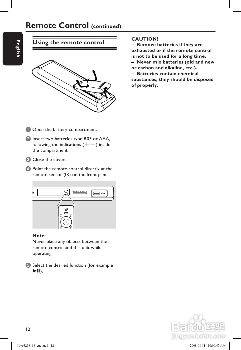 飞利浦DVP3258/98 DVD播放机使用说明书:[1]