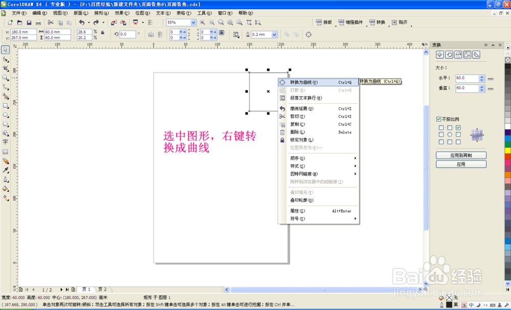 coreldraw制作-页面卷角效果