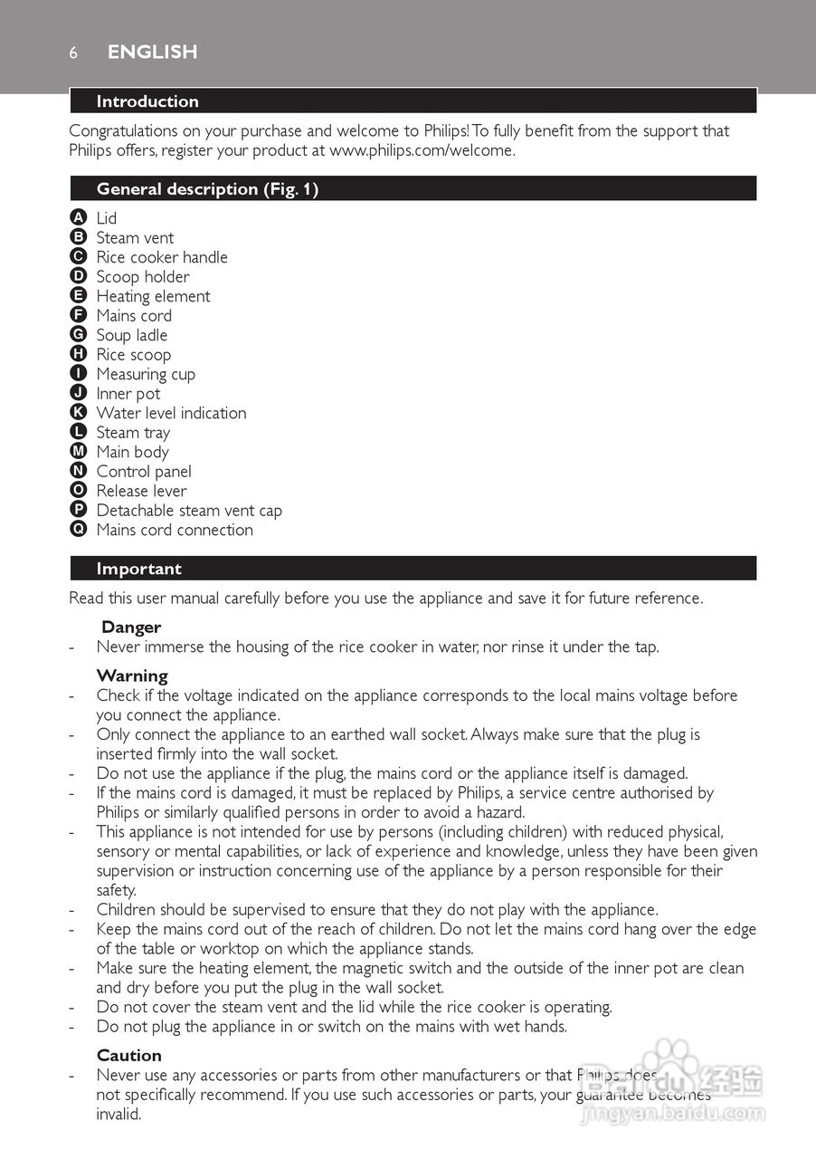 PHILIPS HD4743电饭煲说明书:[1]