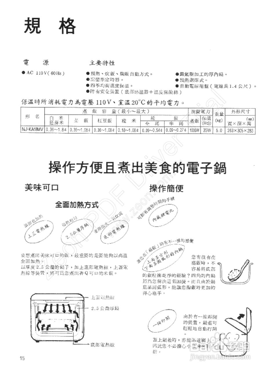 三菱NJ-KA18MV型电子锅使用说明书:[2]
