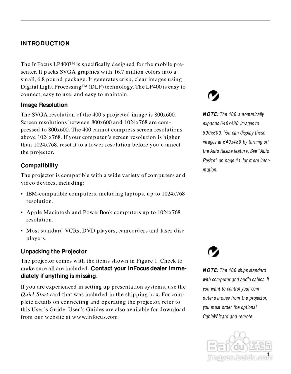 富可视 LP400投影机说明书:[1]