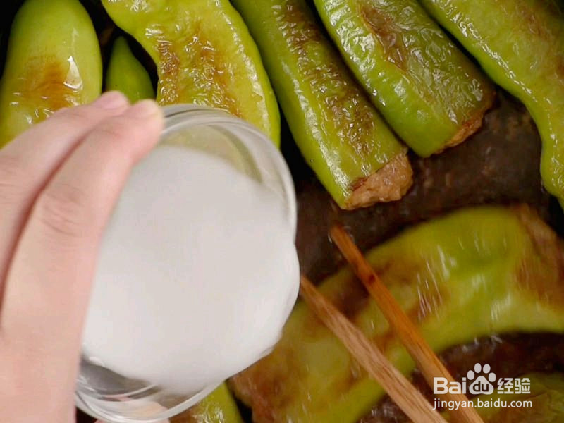 虎皮尖椒酿肉的做法