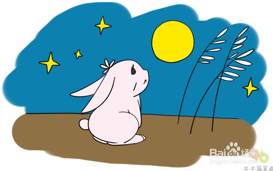 中秋节简笔画之月兔