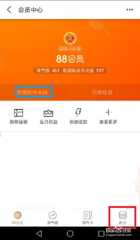 手机怎么查看天猫积分