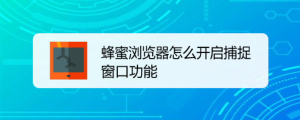 蜂蜜浏览器怎么开启捕捉窗口功能